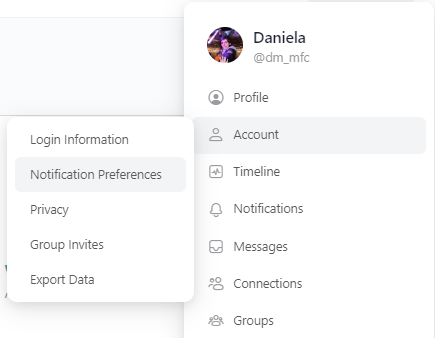Notification Preferences navigation menu screenshot