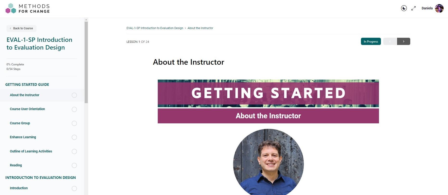 Course page screenshot